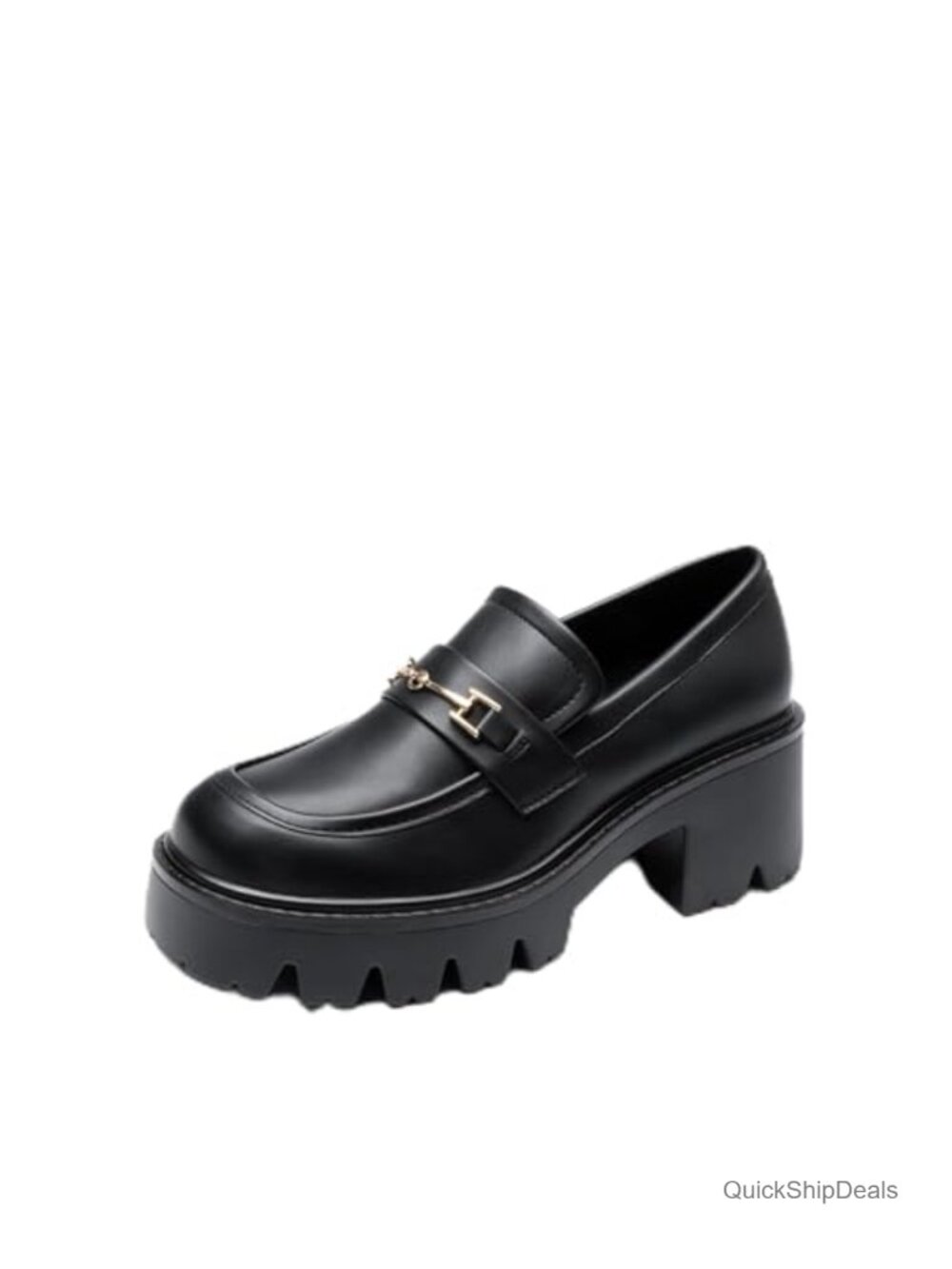 Chunky Platform Loafers Memory Foam Faux Leather Slip-On Shoes